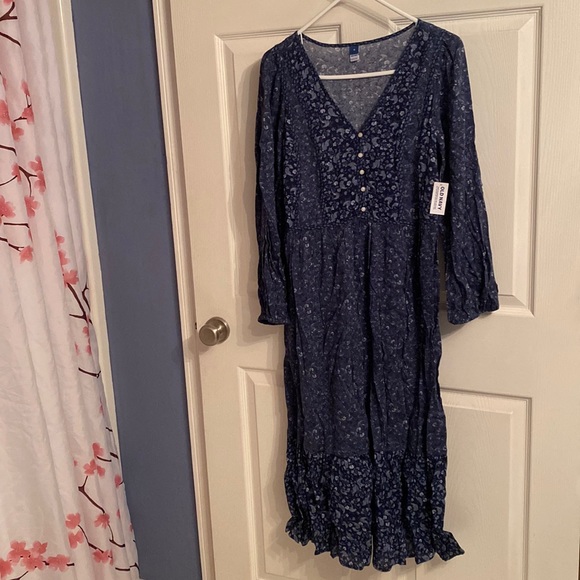 Old Navy | Dresses | Old Navy Size Medium Navy Prairie Style Dress |  Poshmark